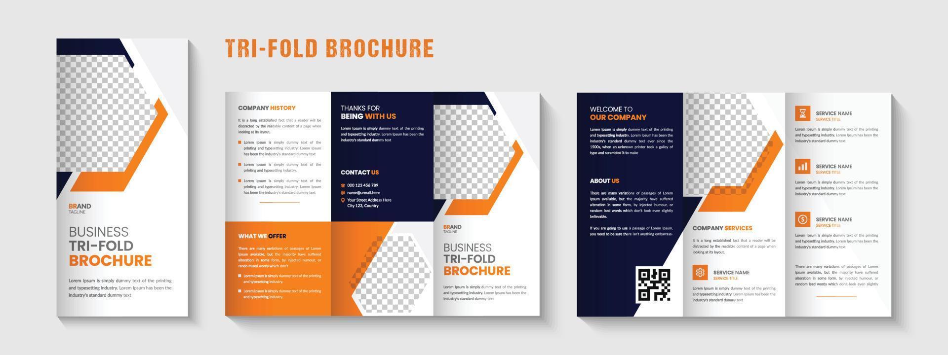 Corporate business tri-fold brochure template design, Creative business trifold brochure vector