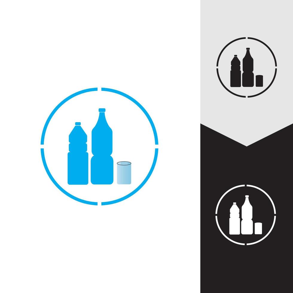 Plastic bottle and glass vector icon