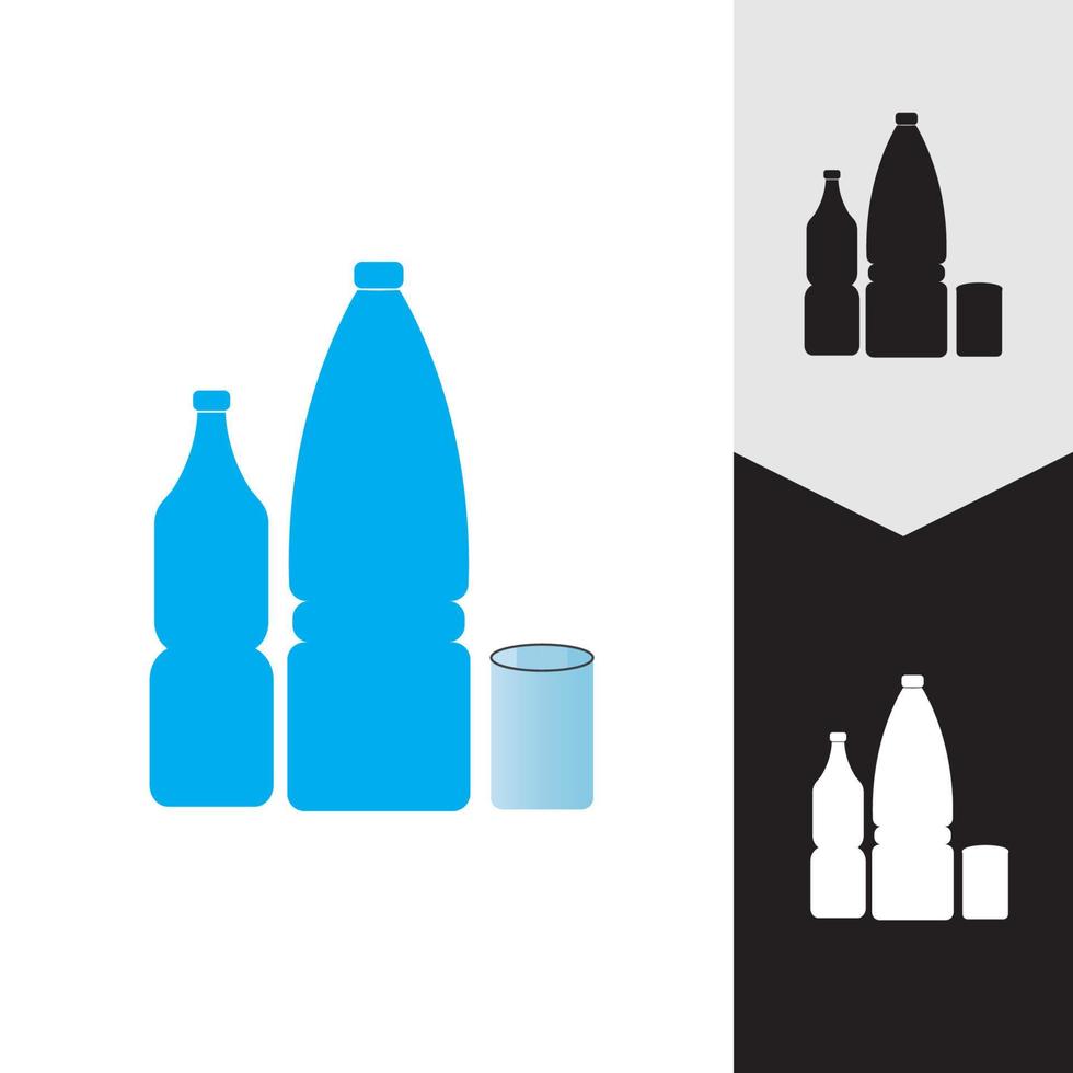 Plastic bottle and glass vector icon