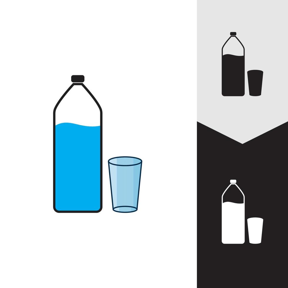 Plastic bottle and glass vector icon