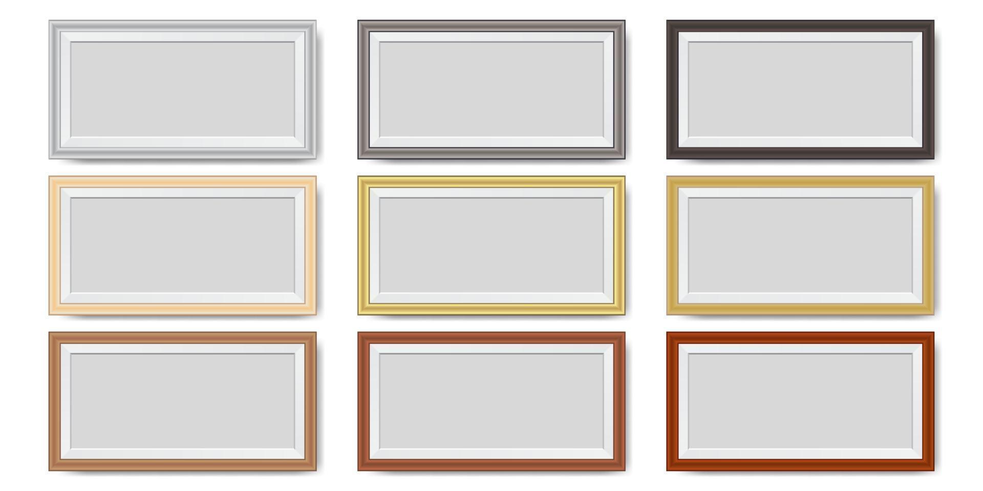 Set of Wooden frames of various shapes and colors vector