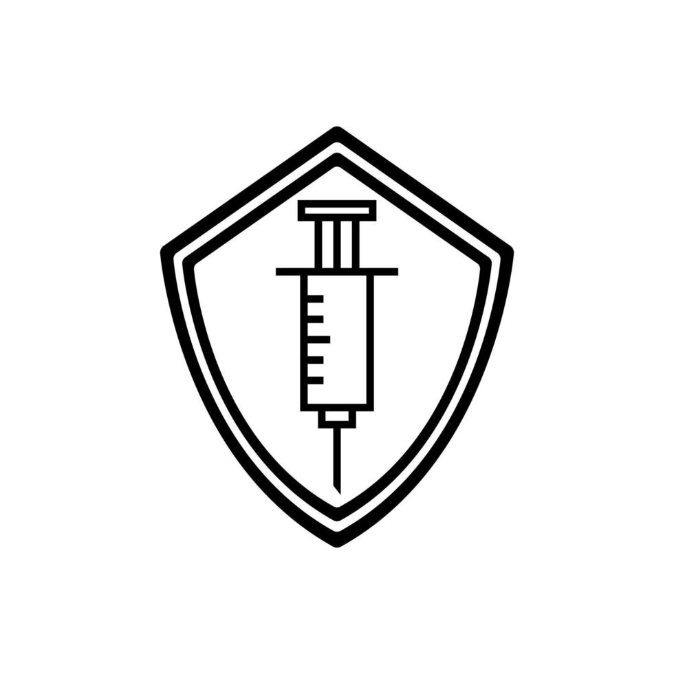 syringe in a shield icon vector