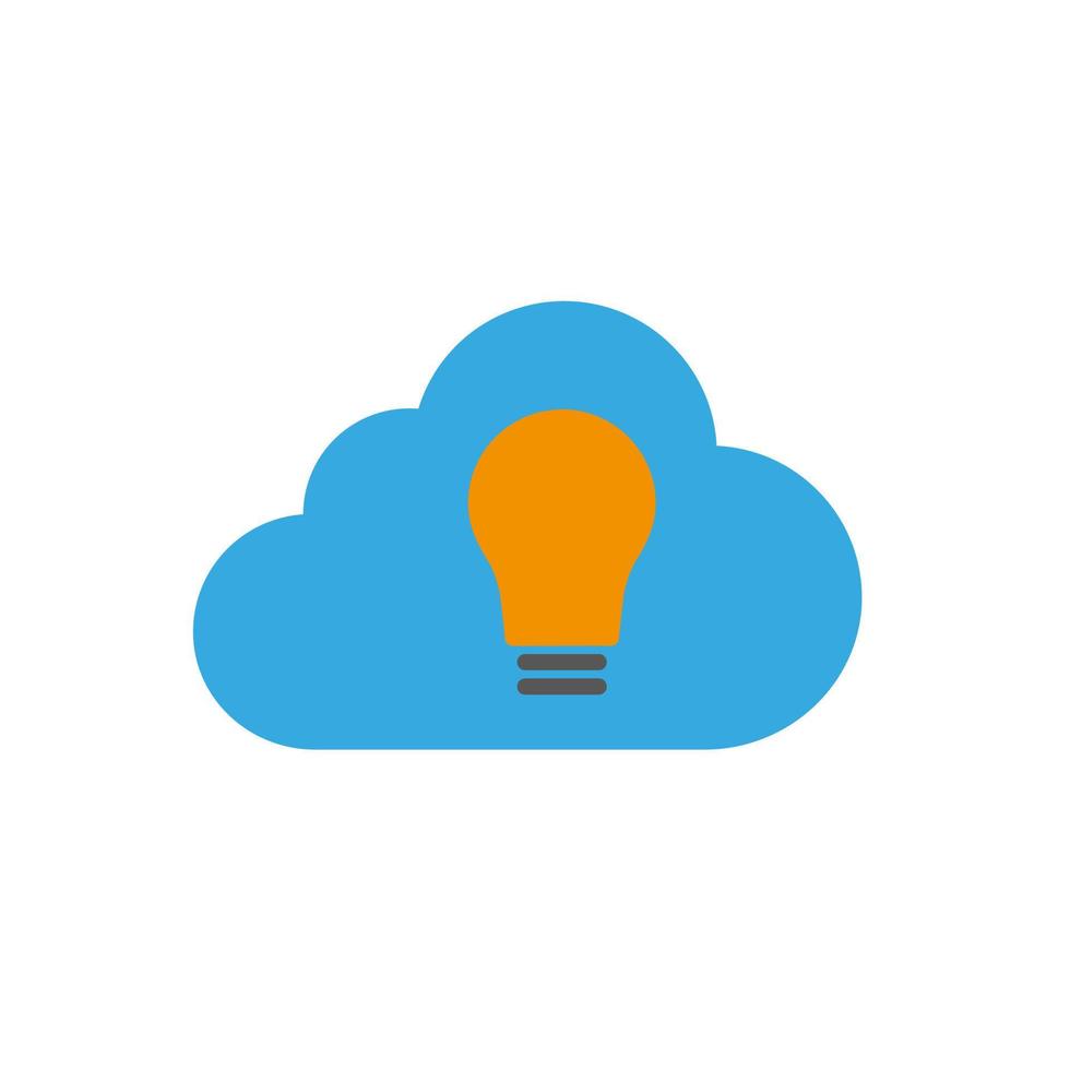 blue cloud with light bulb icon vector