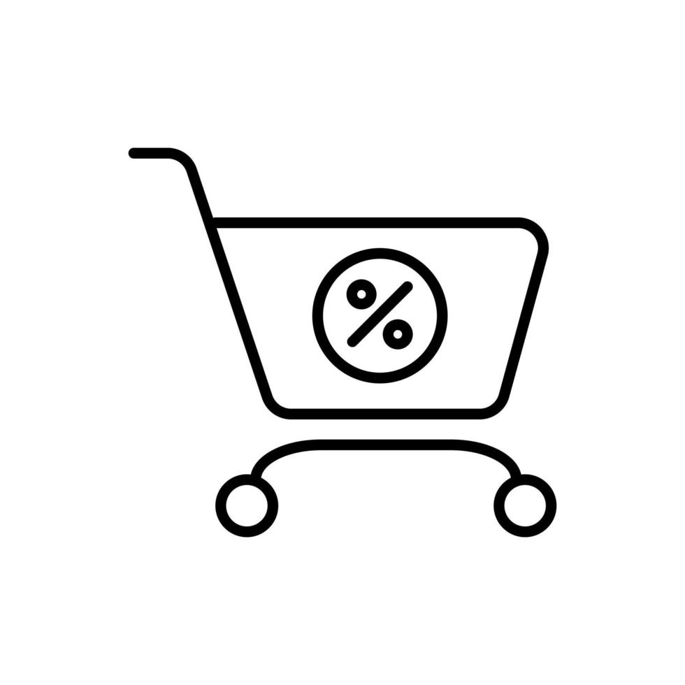 shopping cart with discount icon vector