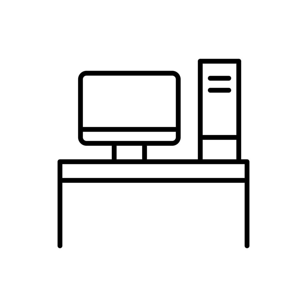 computer on a desk icon vector