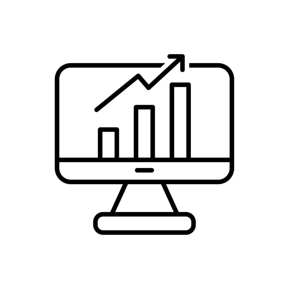 increased chart in monitor icon vector