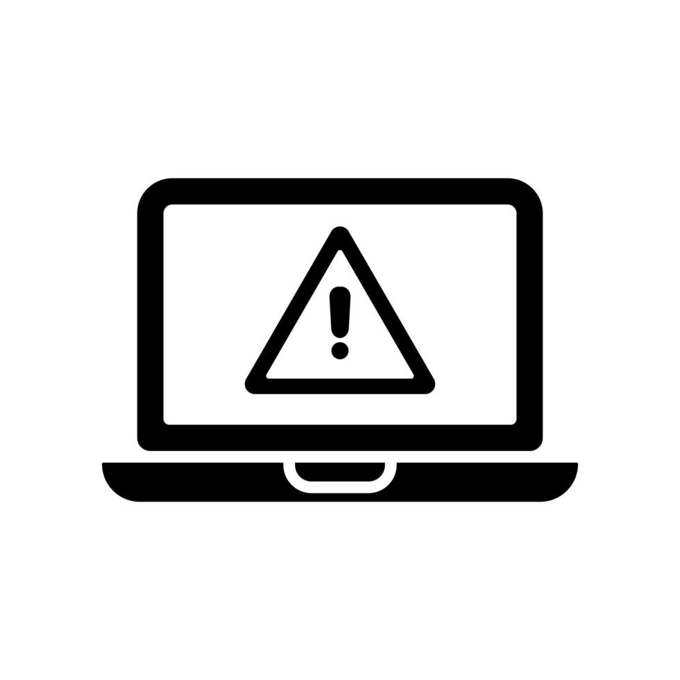 computer error, computer virus, laptop with warning icon vector