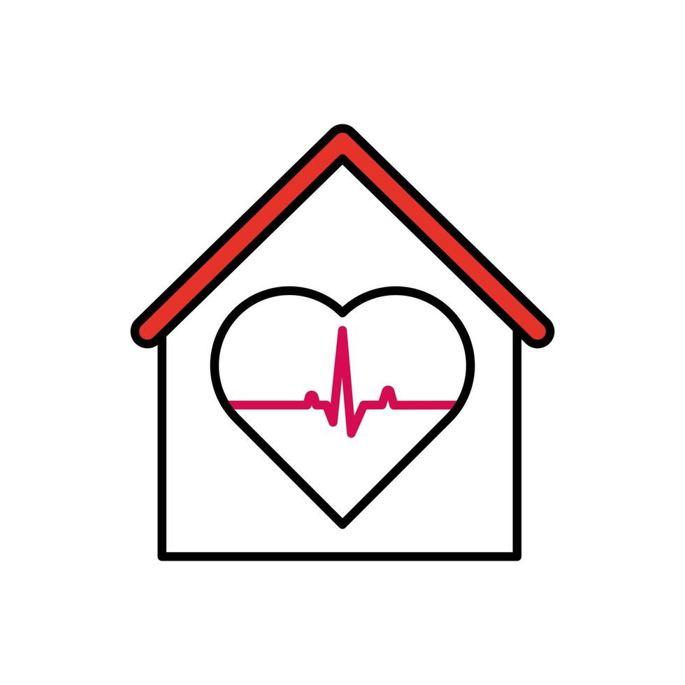 home with heartbeat icon vector