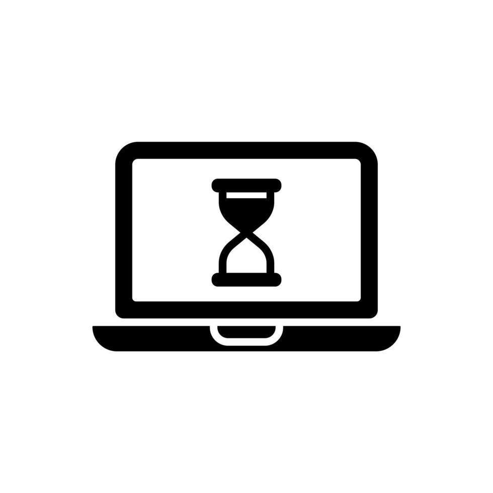 laptop with sandglass, loading cursor icon vector