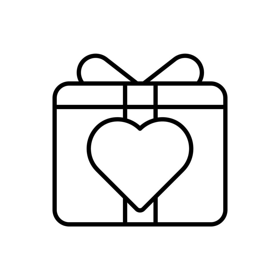 gift box with heart symbol. Icon vector