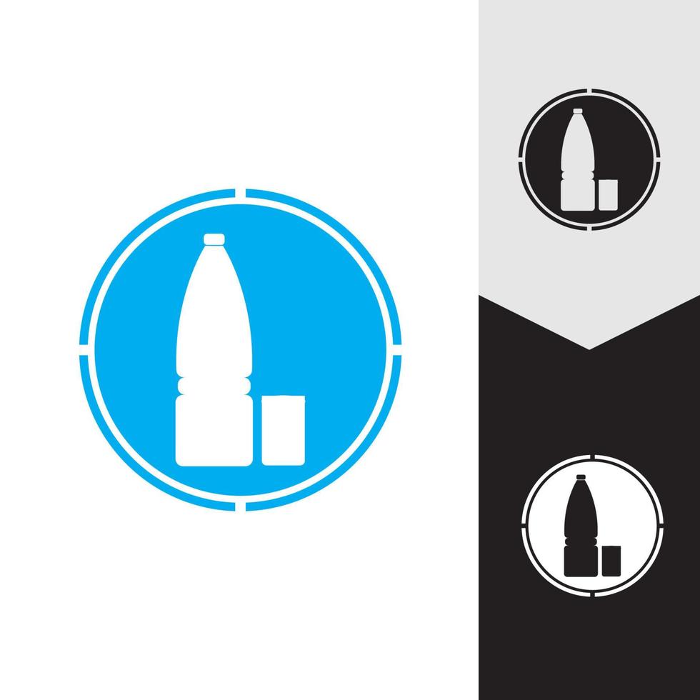 Plastic bottle and glass vector icon