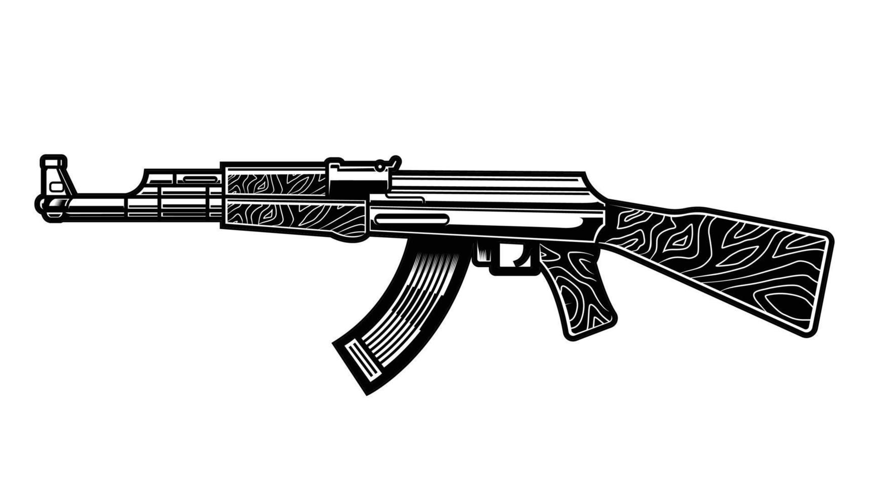 diseño de ilustración de vector de rifle de asalto ak47