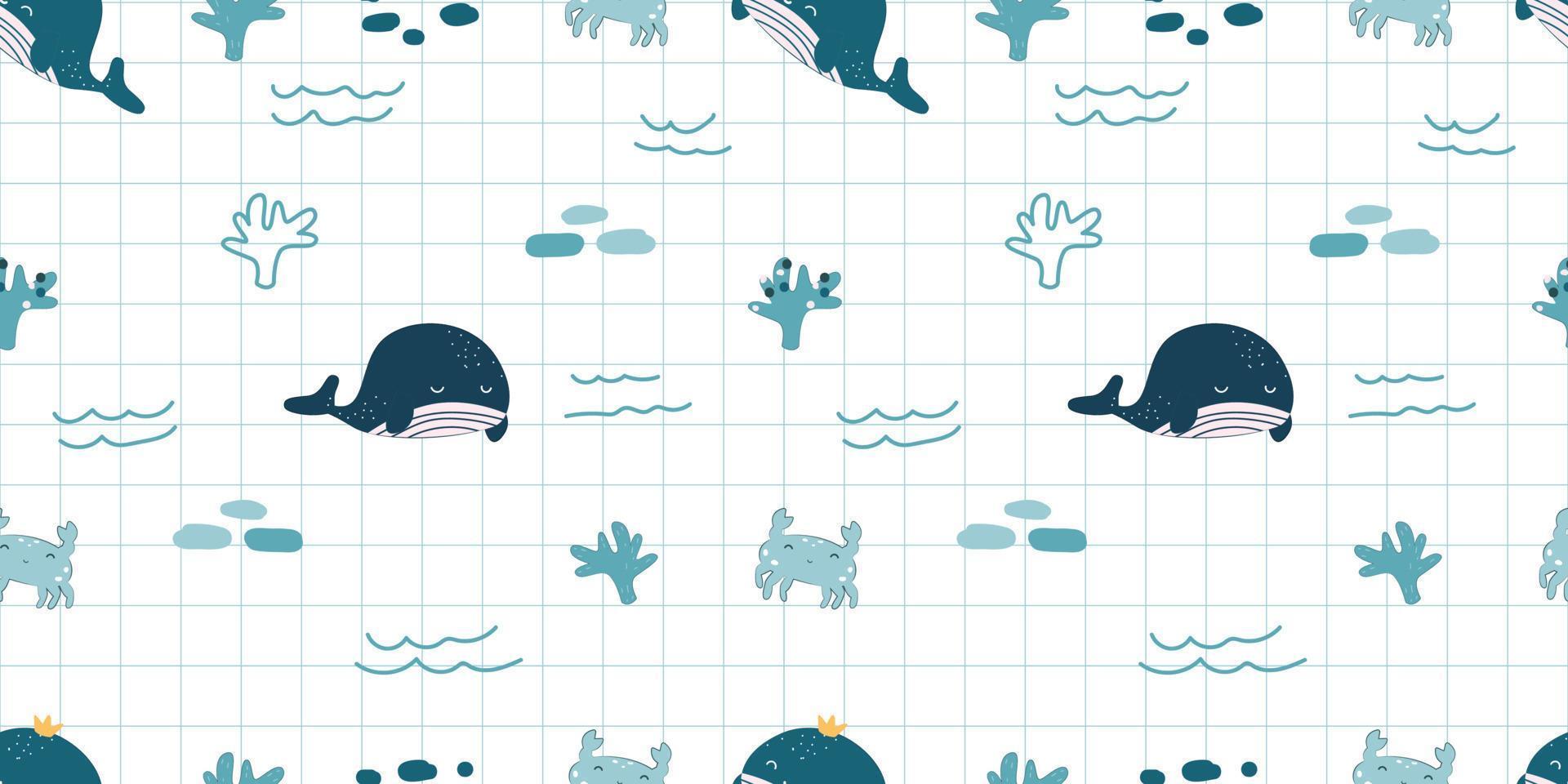 Adorable and fun ocean life seamless pattern vector