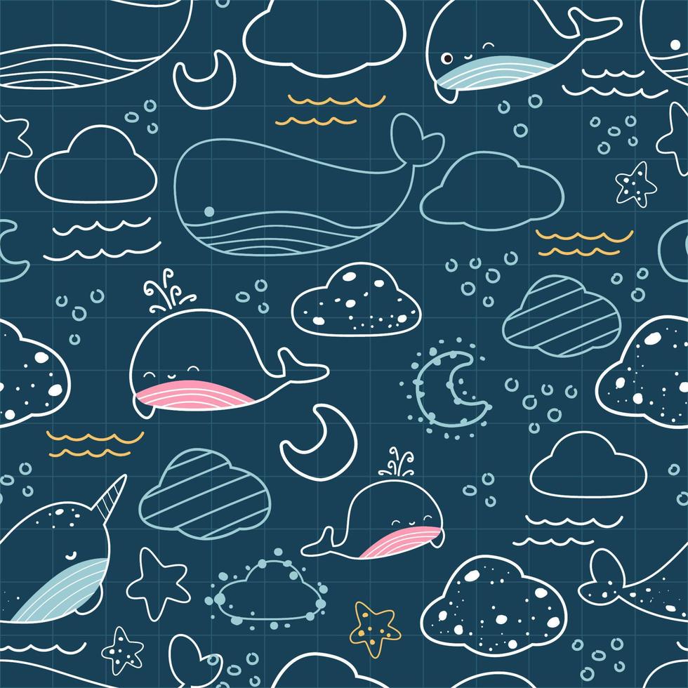 Adorable and fun ocean life seamless pattern vector