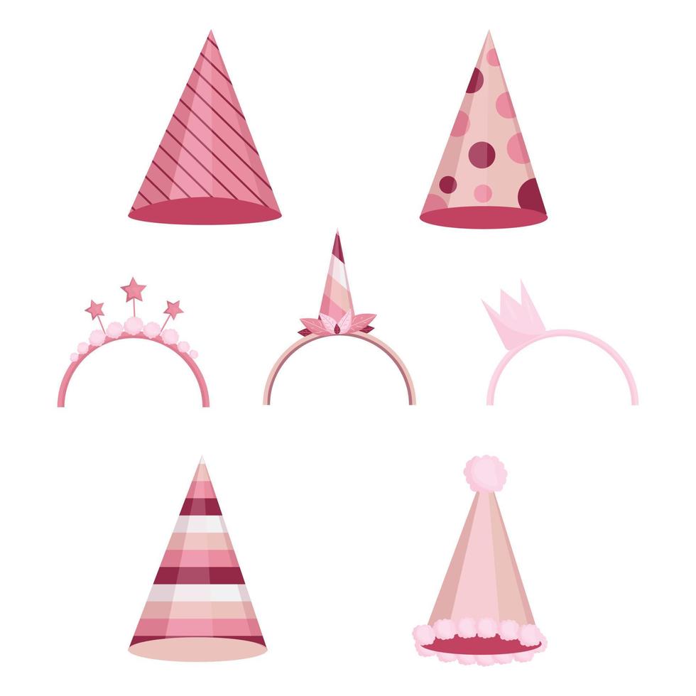 set of decorations on the head for a birthday vector
