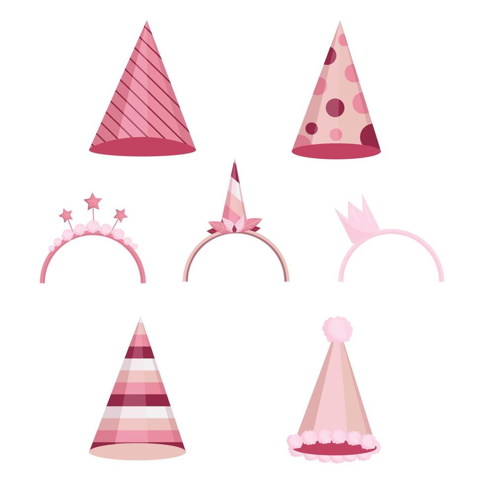 set of decorations on the head for a birthday vector