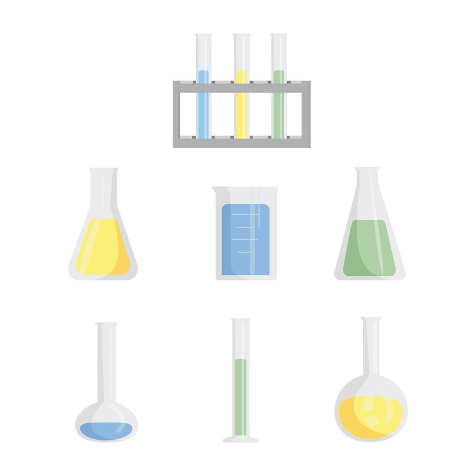 set of laboratory flask vector