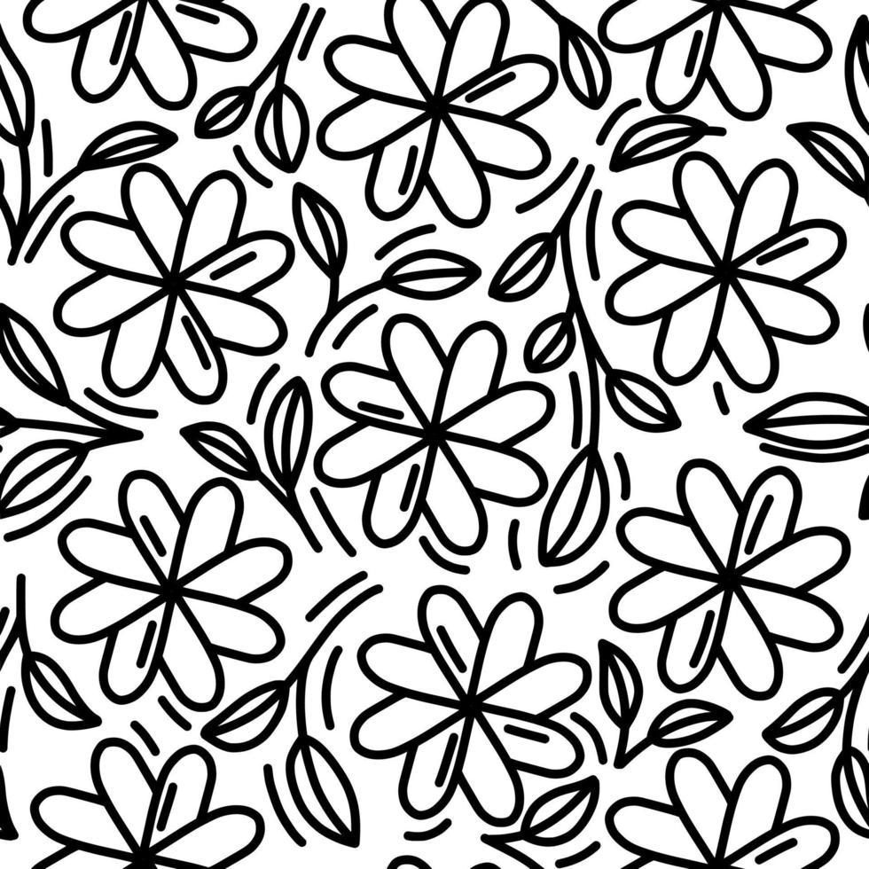 fondo transparente de patrón floral monoline vector