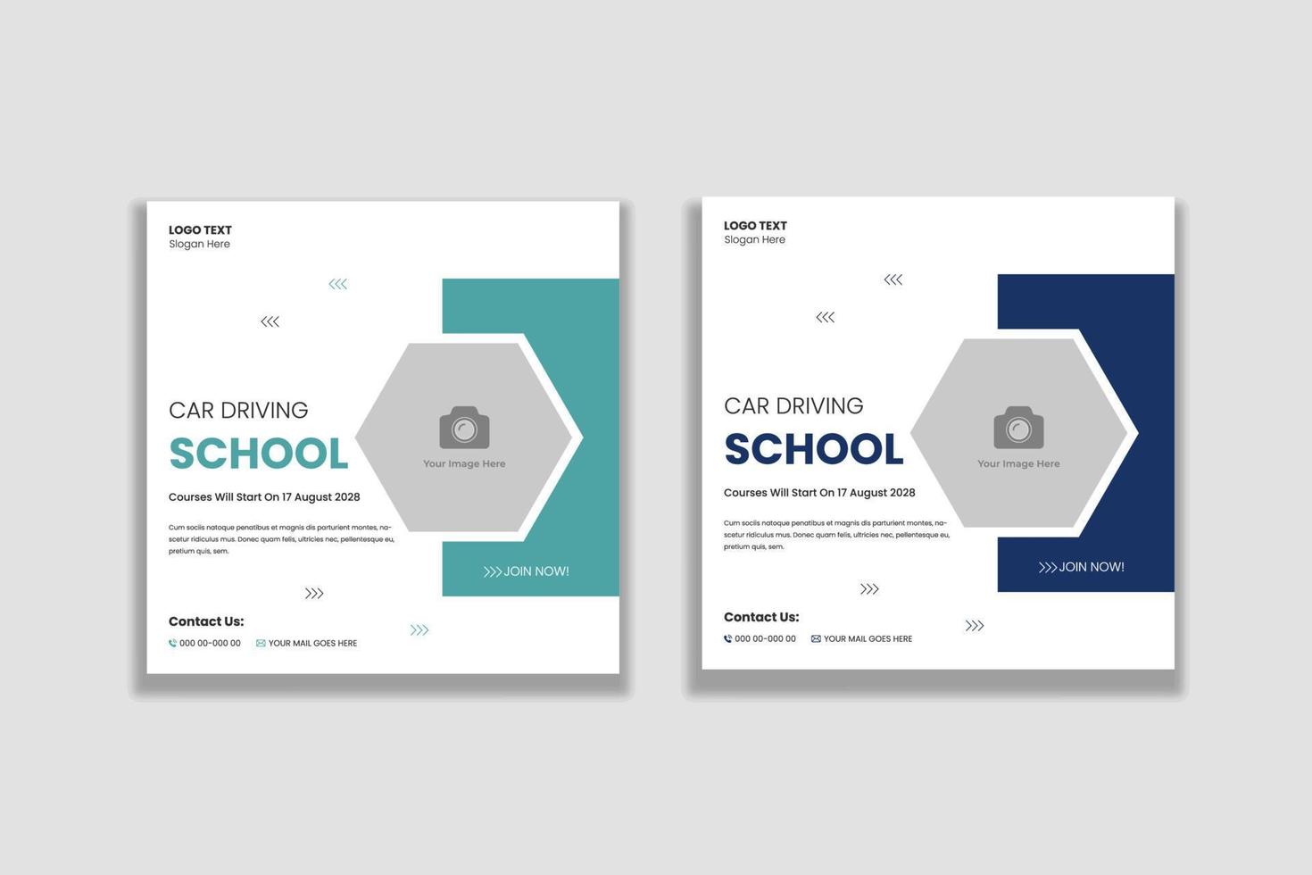 Car driving school web and social media post banner template vector