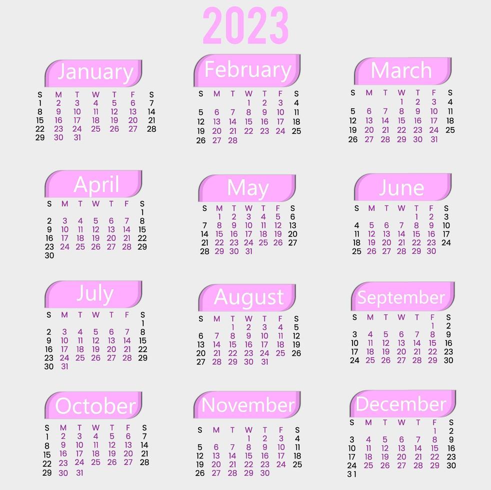 Calendar 2023 Template Design vector