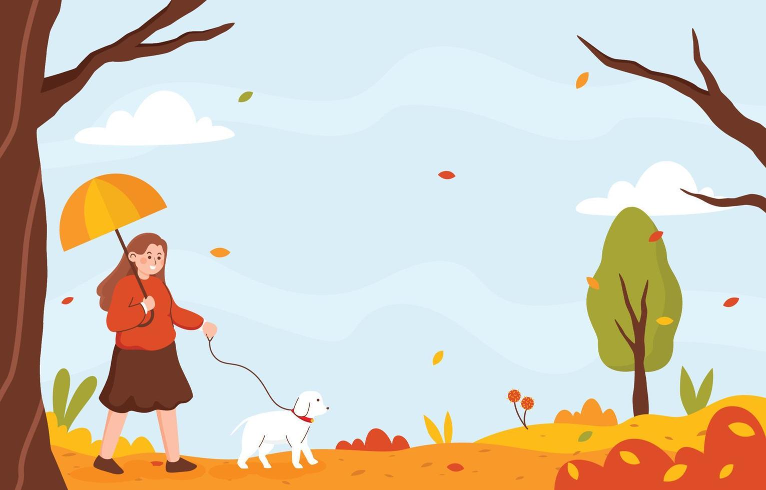Girl Playing with a Pet in Park Background vector