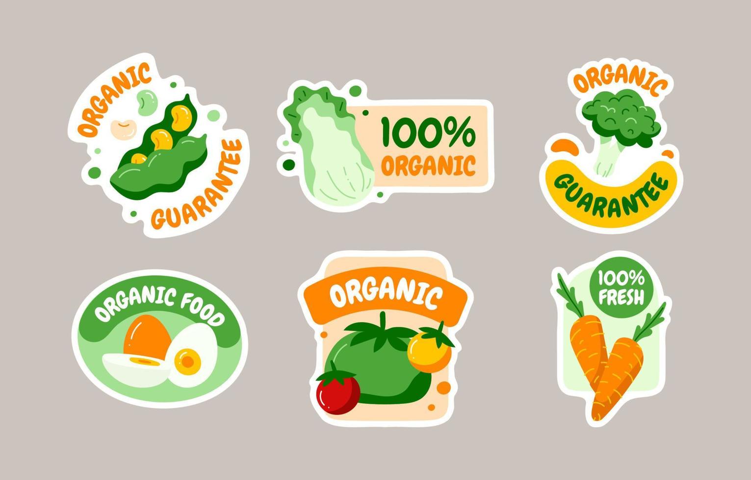 paquete de pegatinas de alimentos orgánicos vector