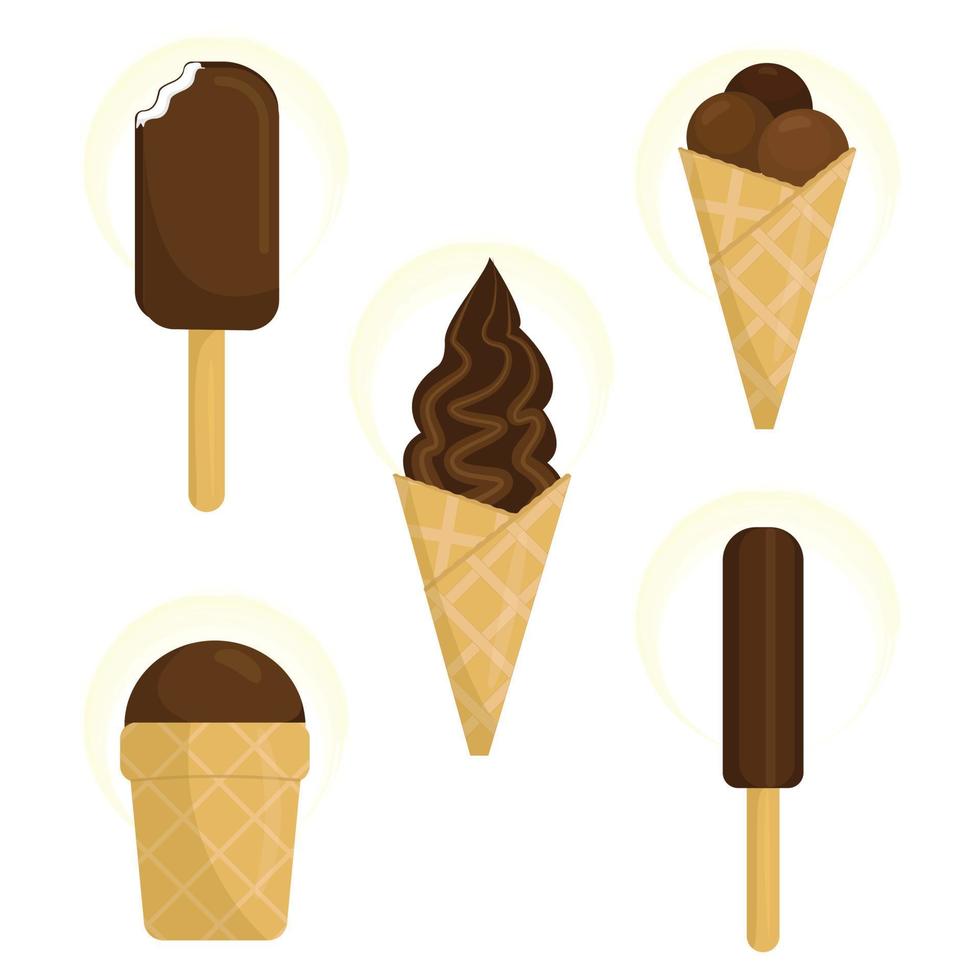 Set of chocolate ice cream vector