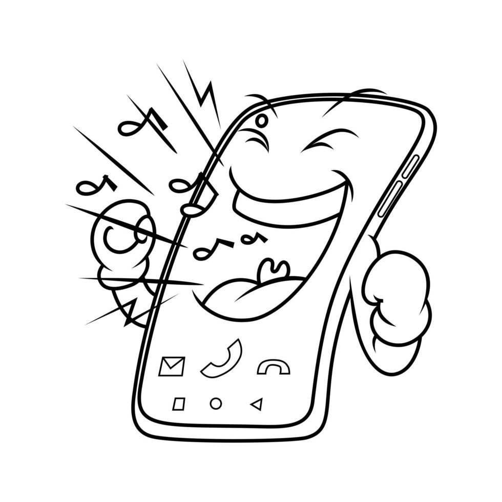 Coloring illustration of Cartoon ringing smartphone vector