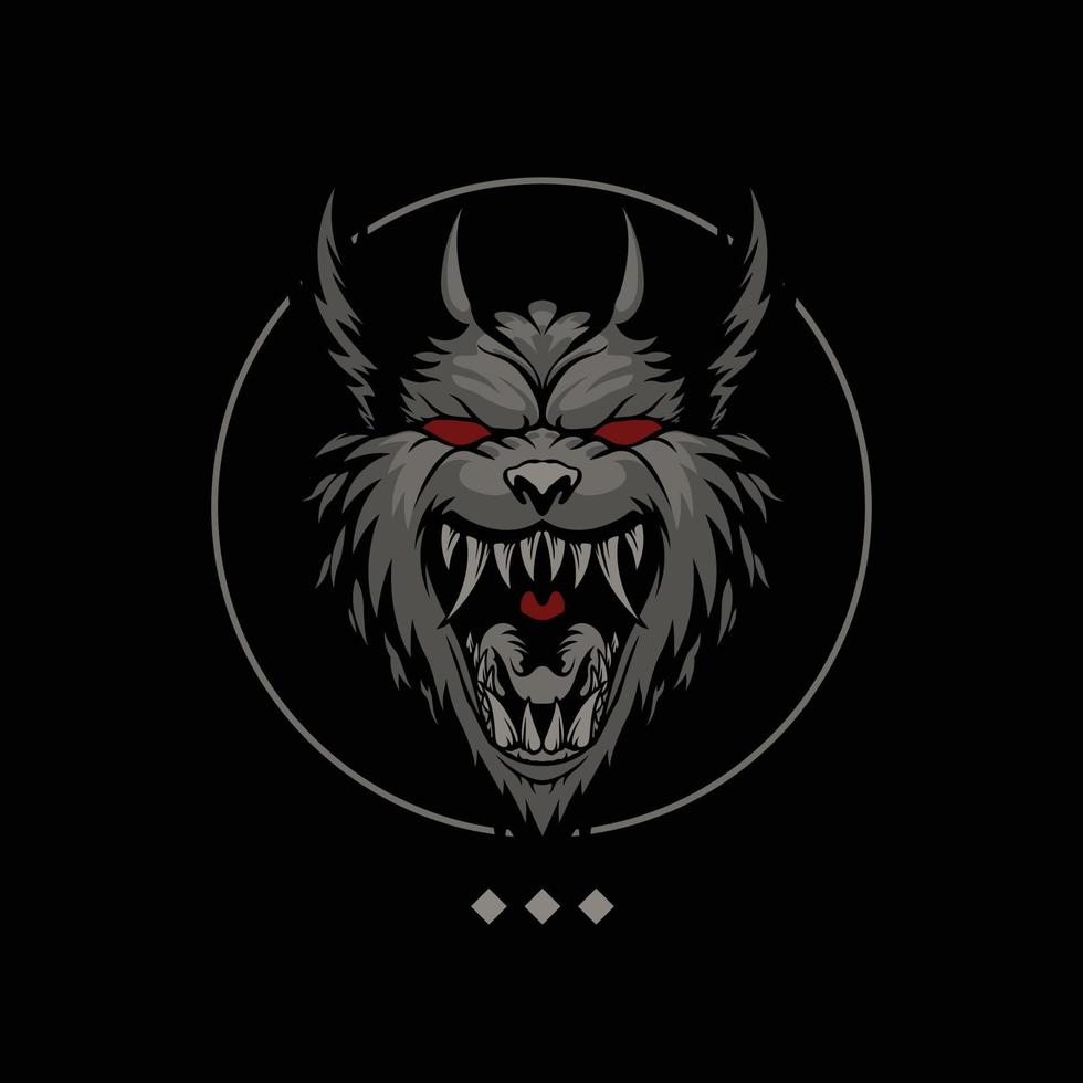 Wolf head emblem with dark art style vector