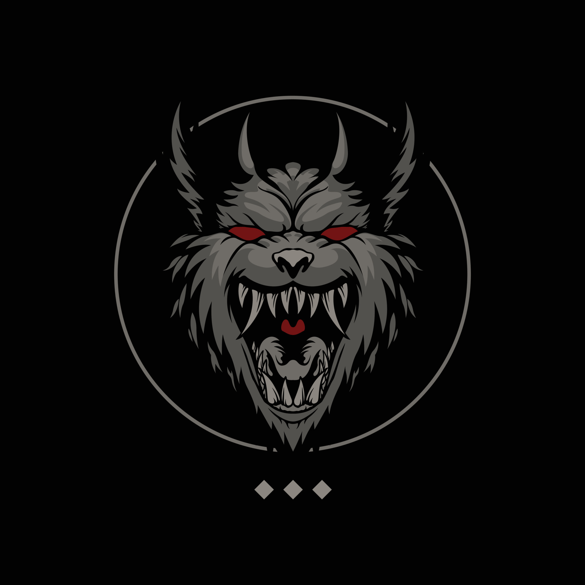 Wolf head emblem with dark art style 8099778 Vector Art at Vecteezy
