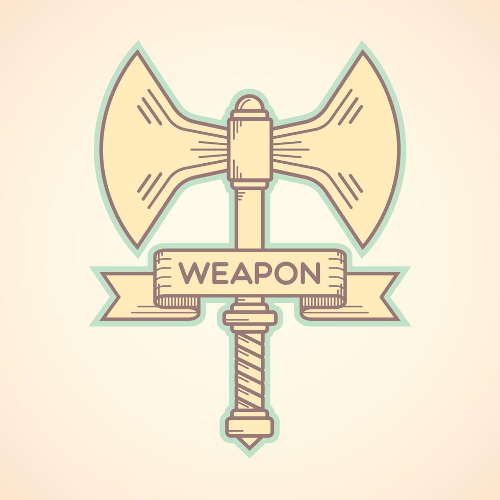Cartoon emblem of Axe with simple line art style vector
