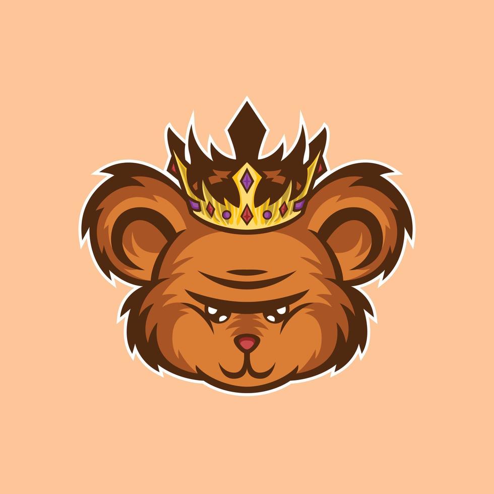 Cartoon mascot of King teddy bear head vector