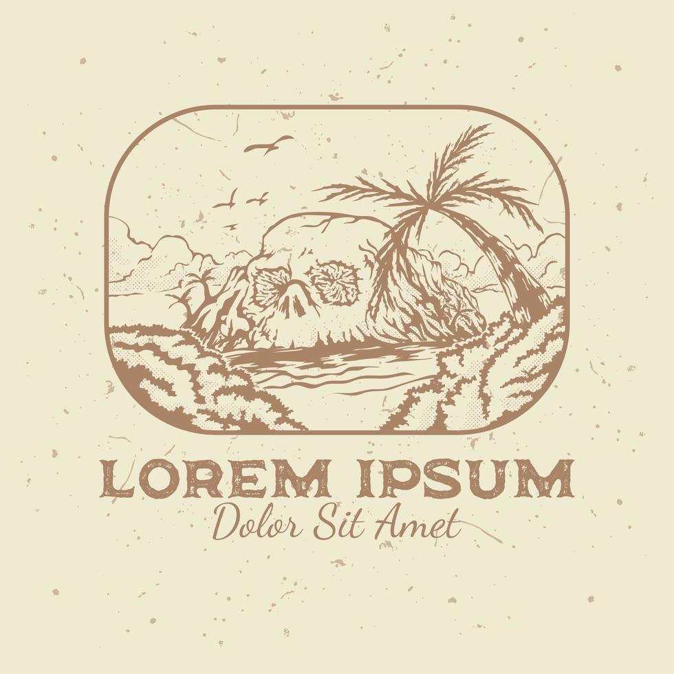 Vintage logo of island resembling a skull head vector