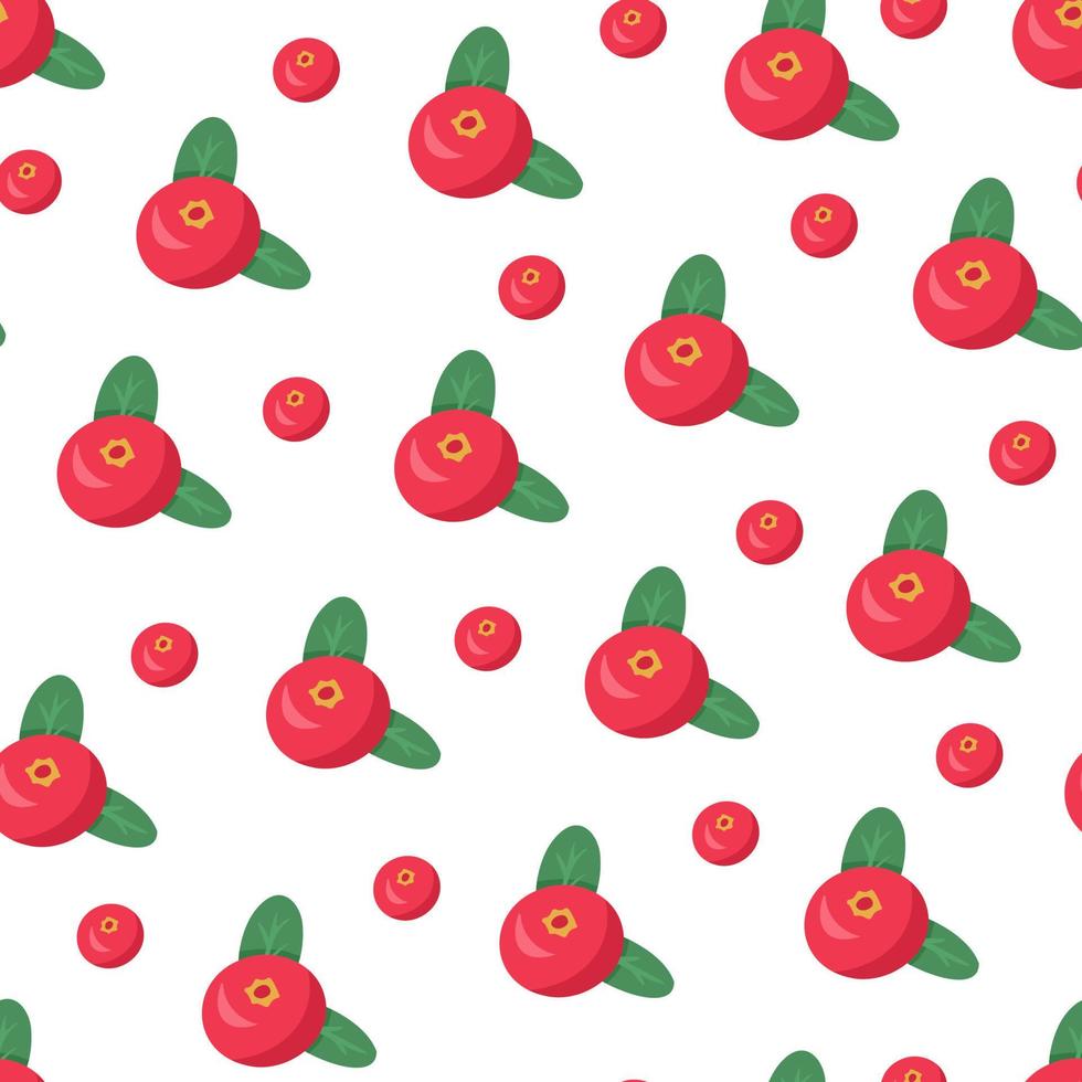 Cranberry seamless pattern. Illustration for printing, backgrounds, covers, packaging, greeting cards, posters, stickers, textile and seasonal design. Isolated on white background. vector