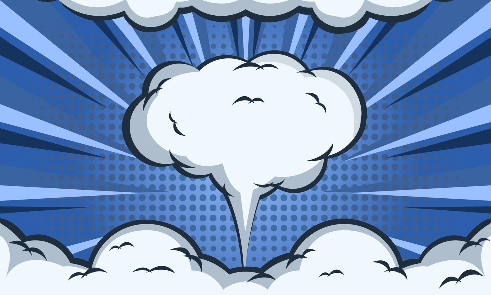 Blue Comic Speech Bubble Cloud Halftone Background vector