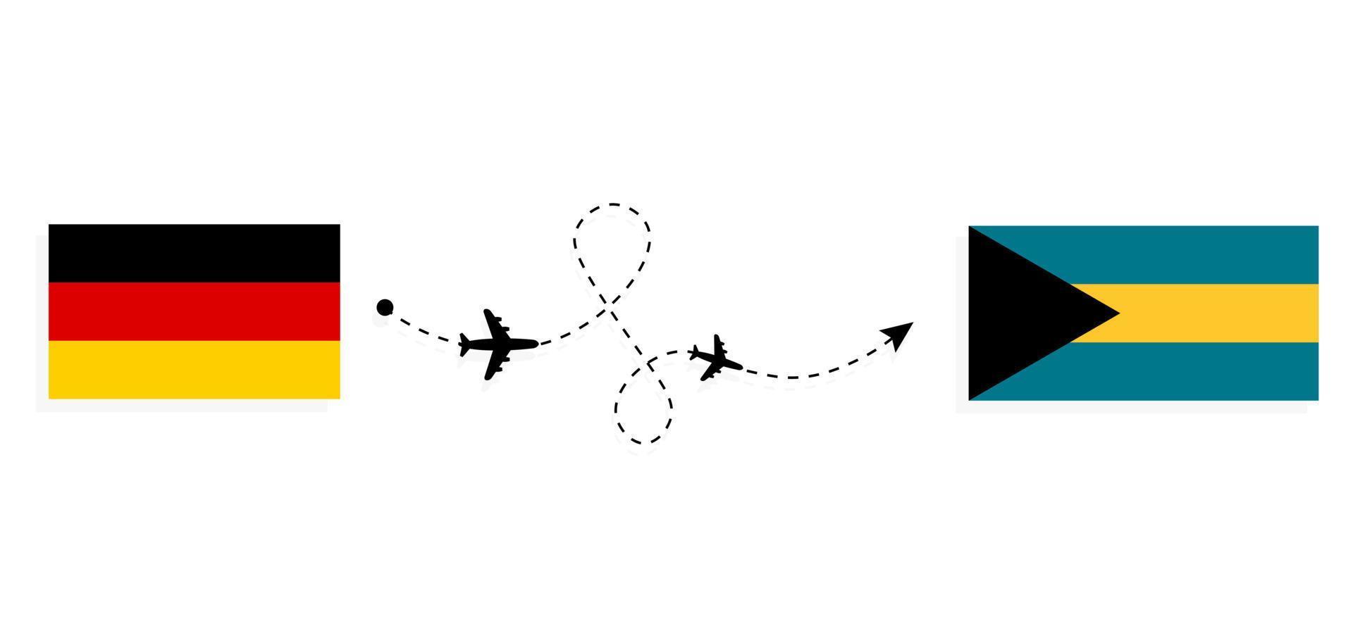 vuelo y viaje desde alemania a bahamas por concepto de viaje en avión de pasajeros vector