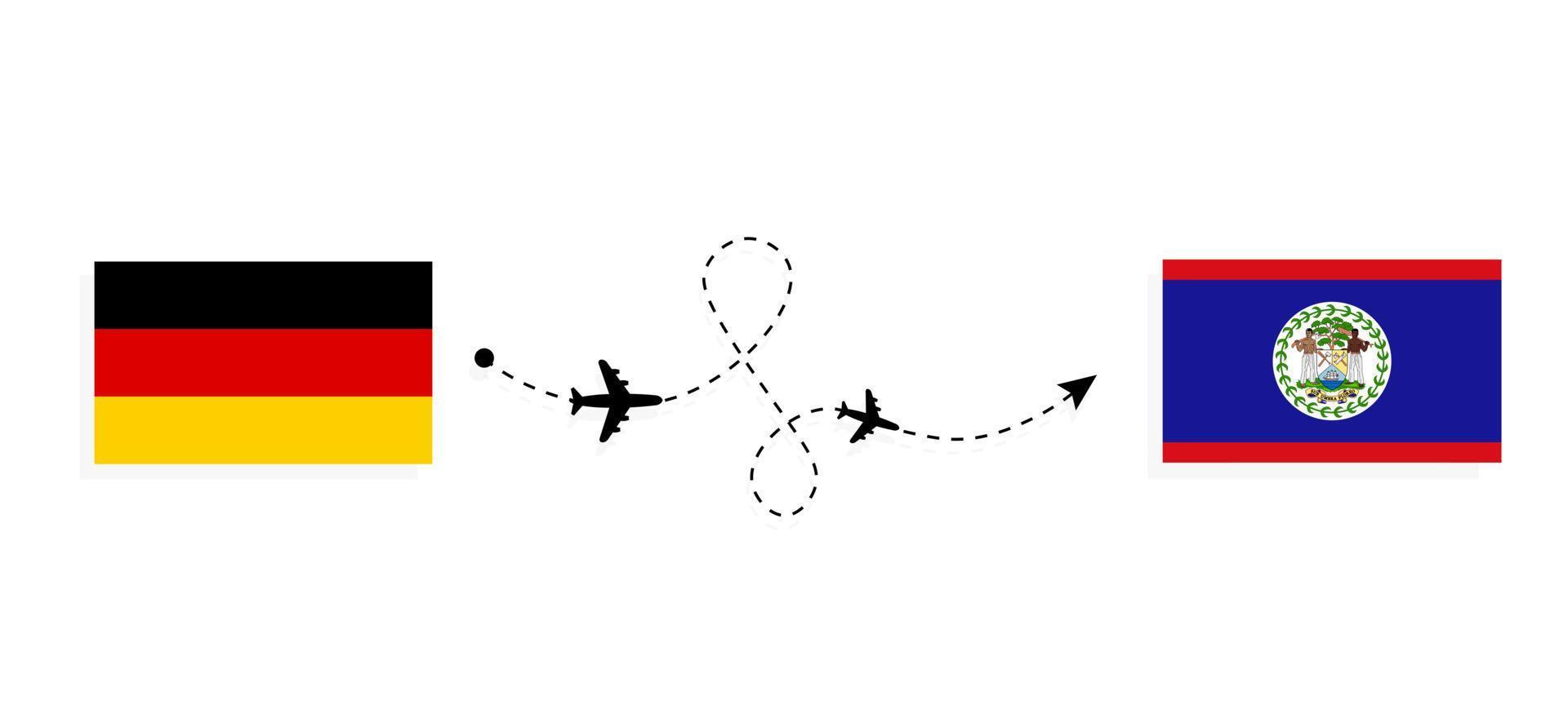 Flight and travel from Germany to Belize by passenger airplane Travel concept vector