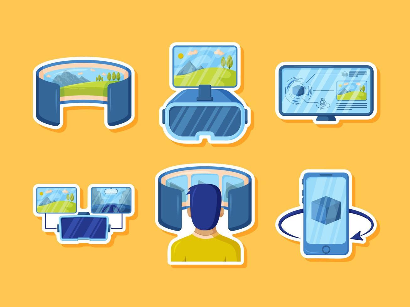 Augmented Reality Technology Sticker Set vector