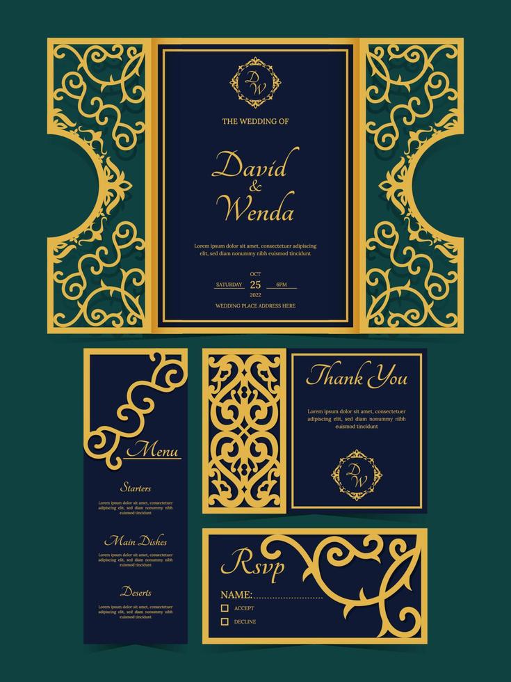 Laser Cut Wedding Invitation Template vector