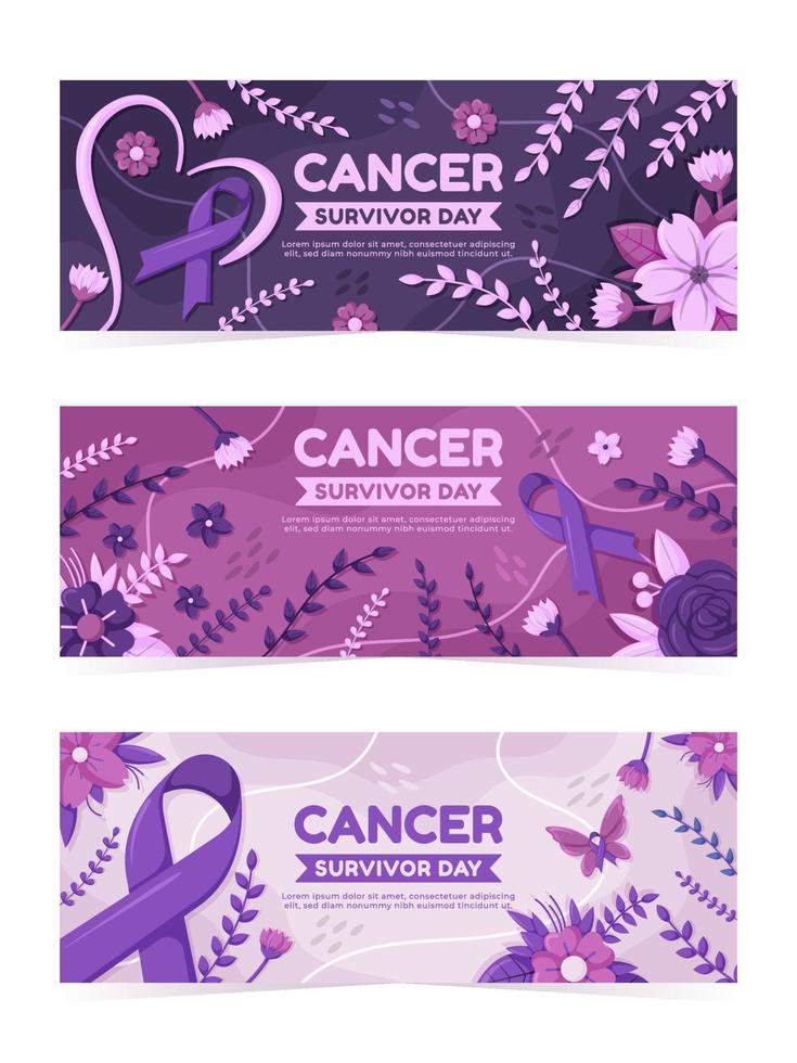 conjunto de banners del día del sobreviviente de cáncer vector