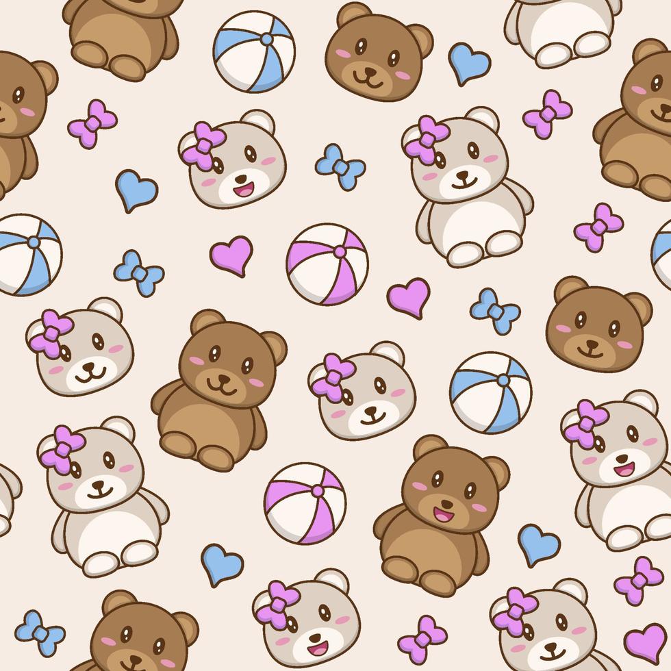 Cute Teddy Bear Seamless Pattern Background vector