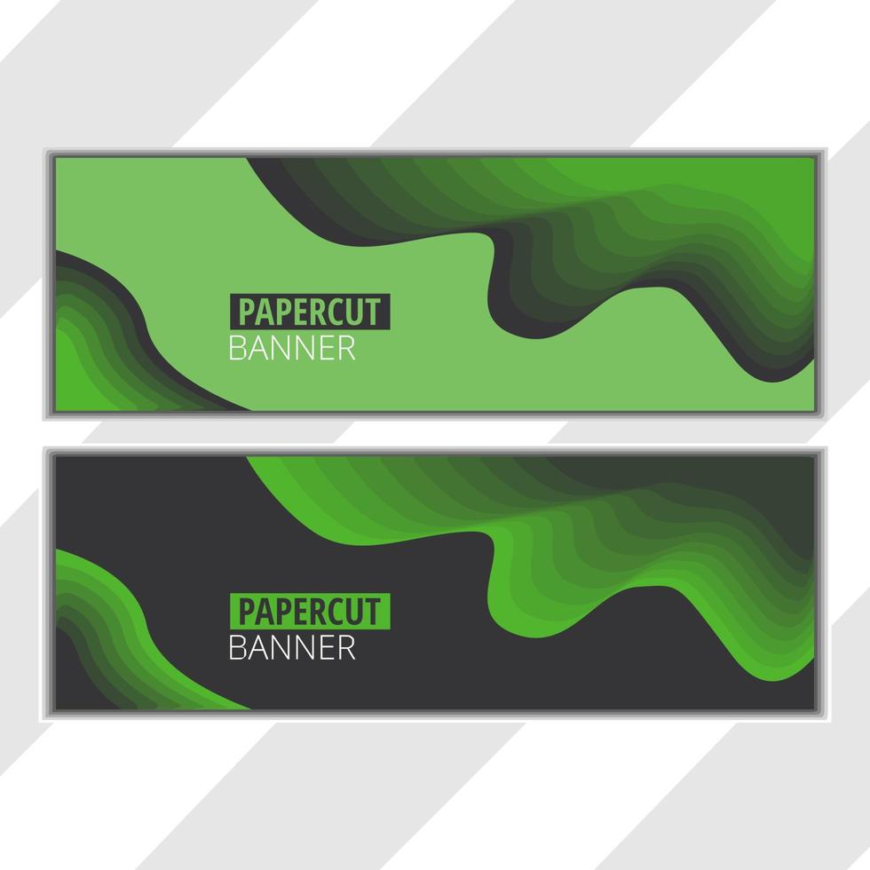 paper cut banner background with black and green color vector