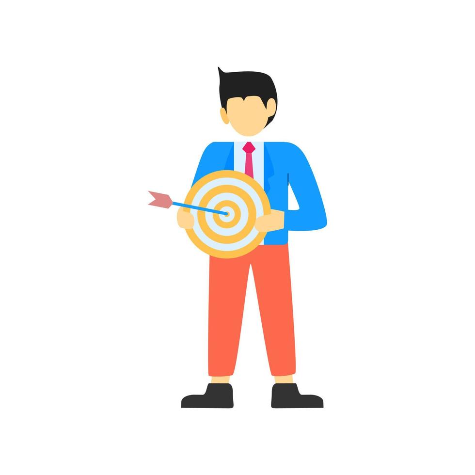 Businessman character specify the target. Vector illustration. Flat design style