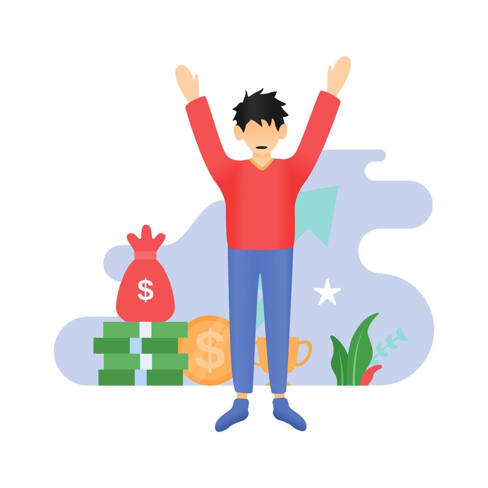 illustration character vector men have lots of money and awards