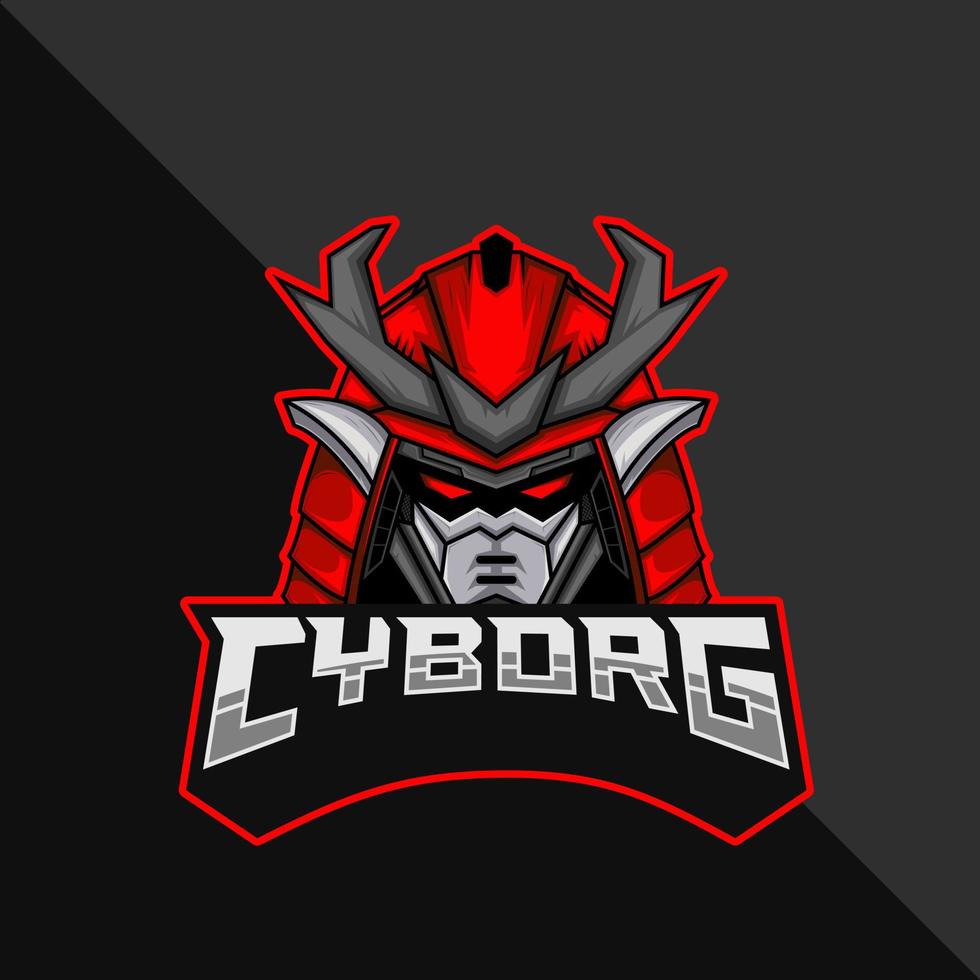 Cyborg Robot e-Sports Mascot Logo. Vector Illustration