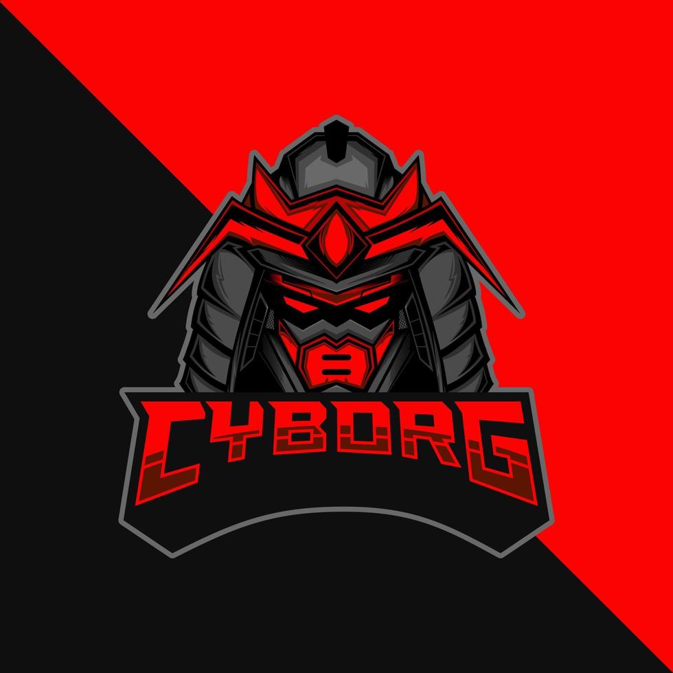 Cyborg Robot e-Sports Mascot Logo. Vector Illustration
