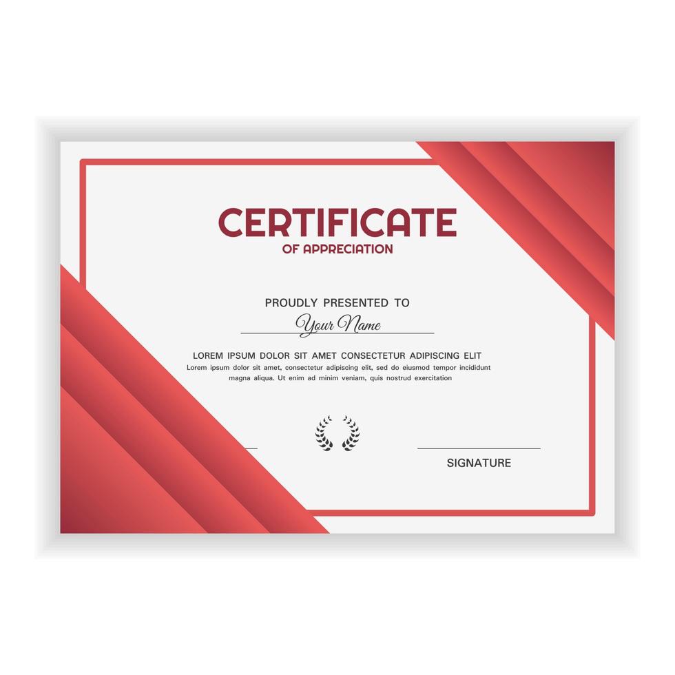 Creative Certificate of Appreciation Award Template with gradient color vector