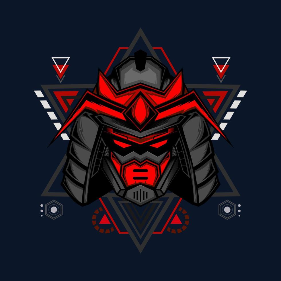 Illustration vector graphic of cyborg robot knight in the sacred geometry ornaments background, Perfect for T-Shirt Design, Sticker, Poster, Merchandise and E-sport logo