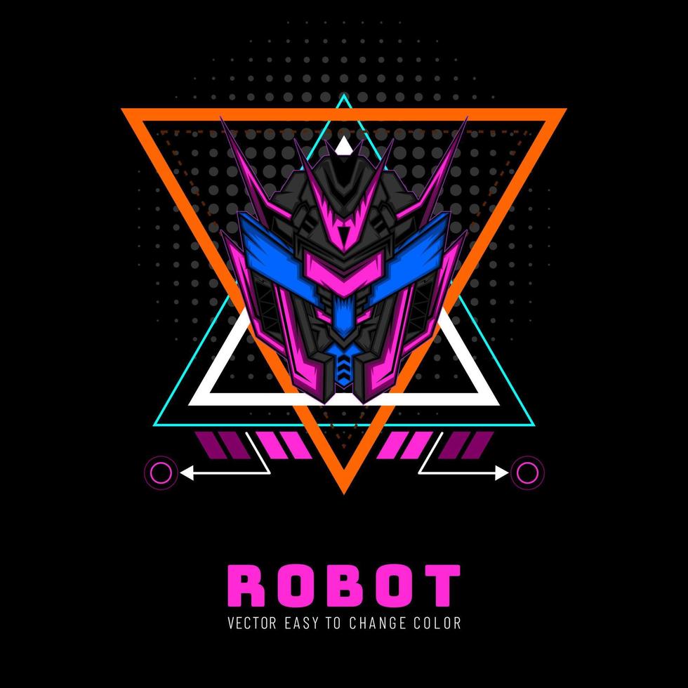 Robot Knight From Future for merchandise, clothing or other with modern scare geometry ornament vector