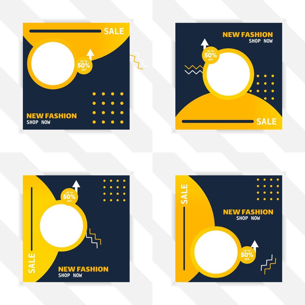 bundle of square media social templates vector